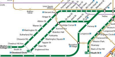 MBTA მწვანე ხაზი რუკა