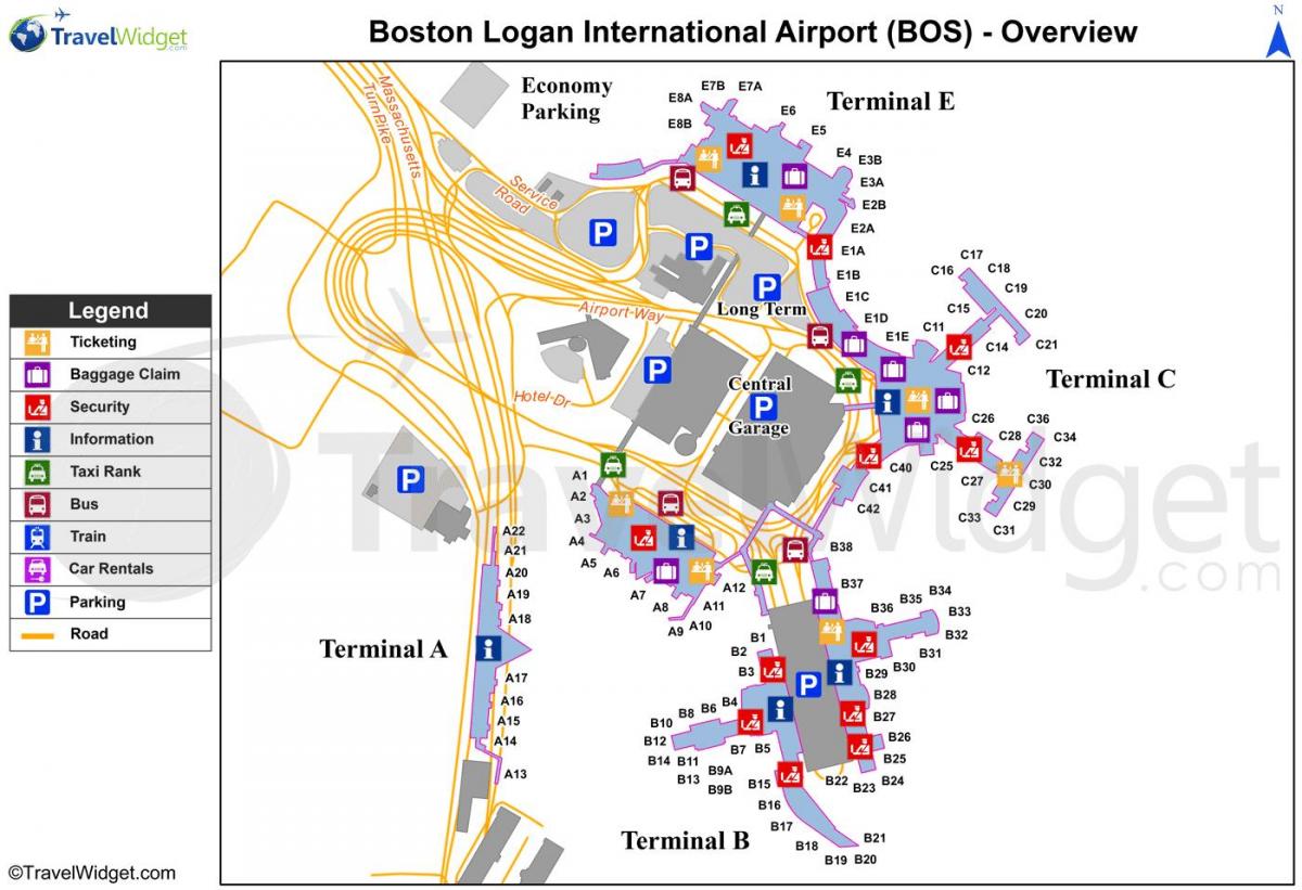 რუკა ბოსტონის აეროპორტში