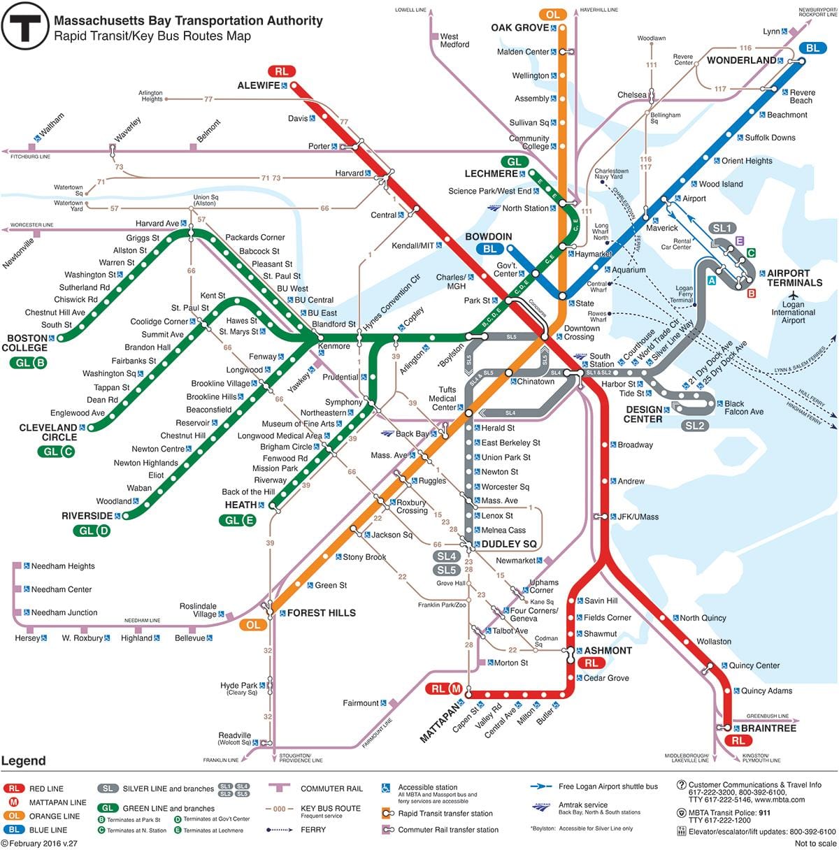 T მატარებელი Boston რუკა