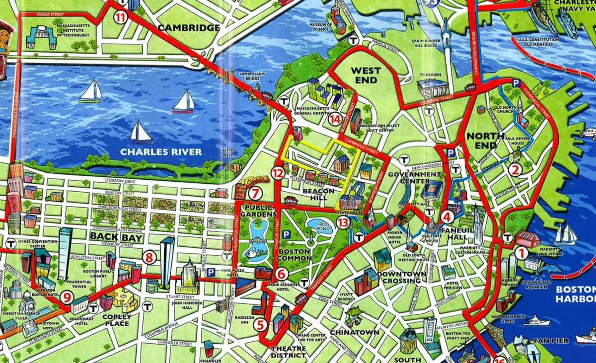 რუკა Boston ატრაქციონები