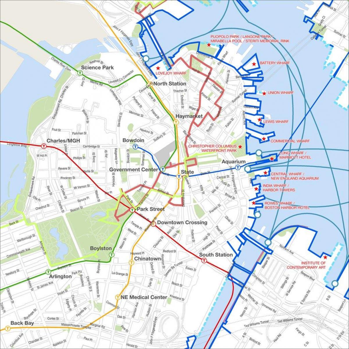 Boston walking ტური რუკა
