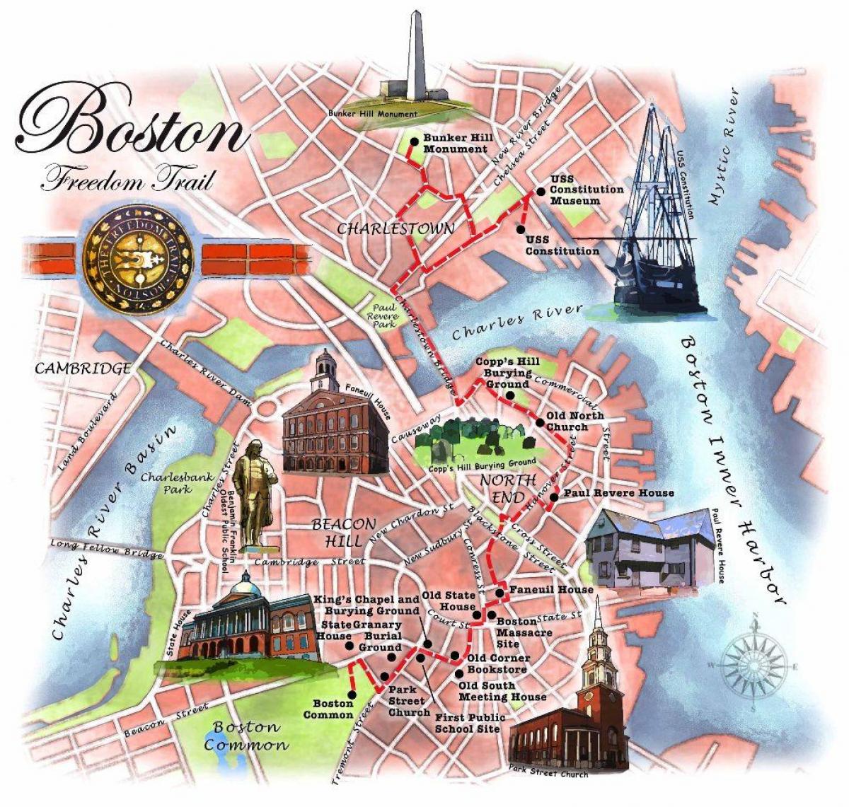 თავისუფლება ბილიკი რუკა Boston