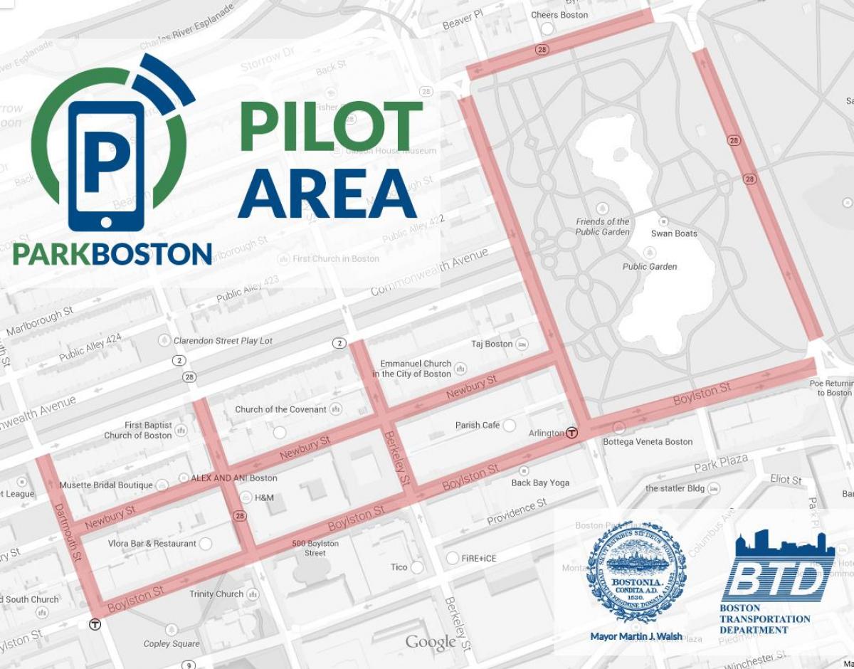 Boston სადგომი მეტრის რუკა