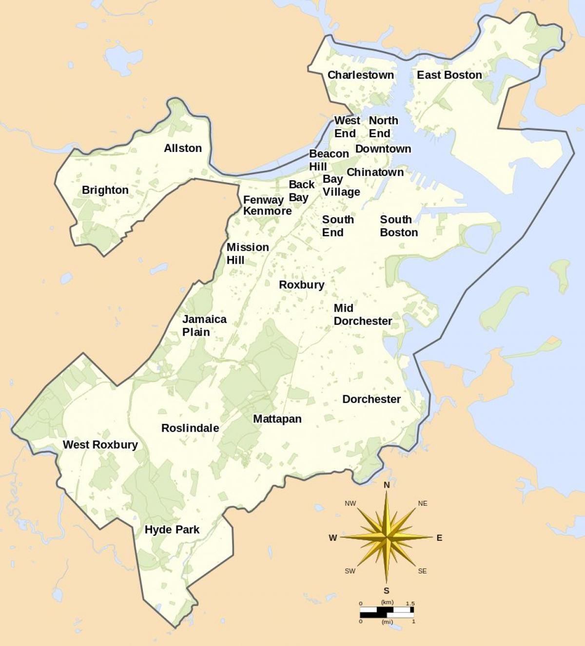 რუკა Boston და მიმდებარე ტერიტორია