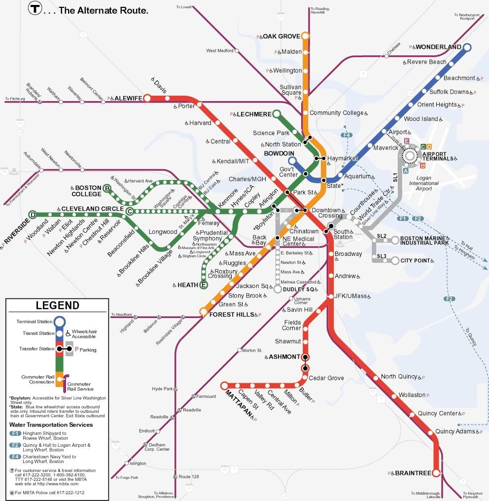 ნარინჯისფერი ხაზი Boston რუკა