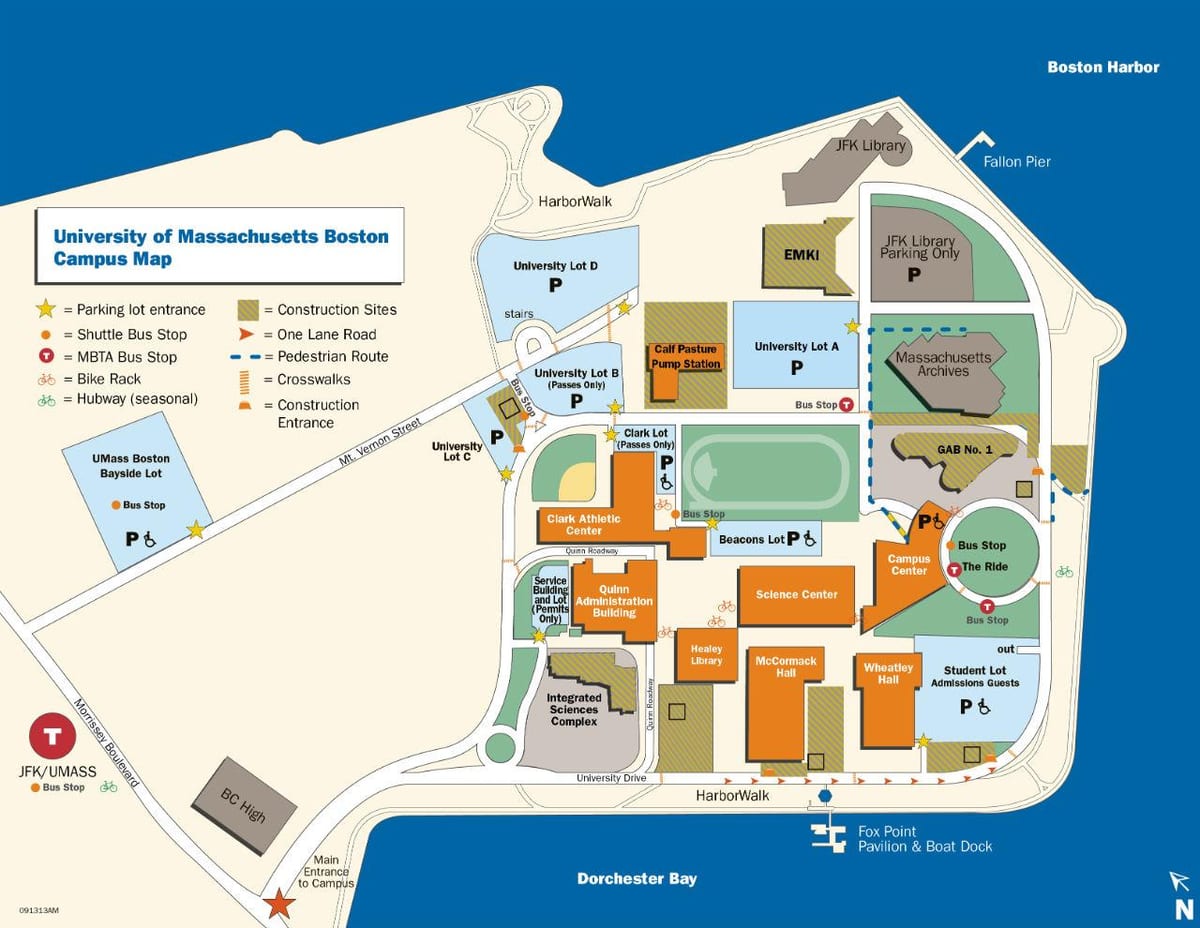 umass Boston კამპუსში რუკა