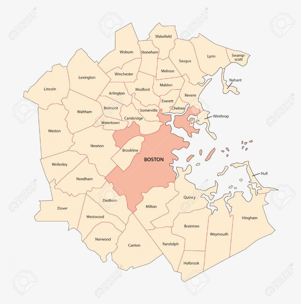 რუკა Boston ფართი