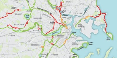რუკა Boston ველოსიპედით