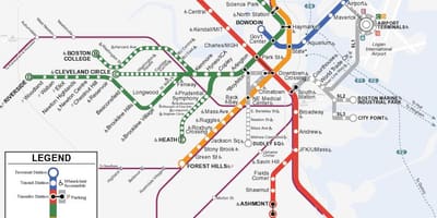ნარინჯისფერი ხაზი Boston რუკა